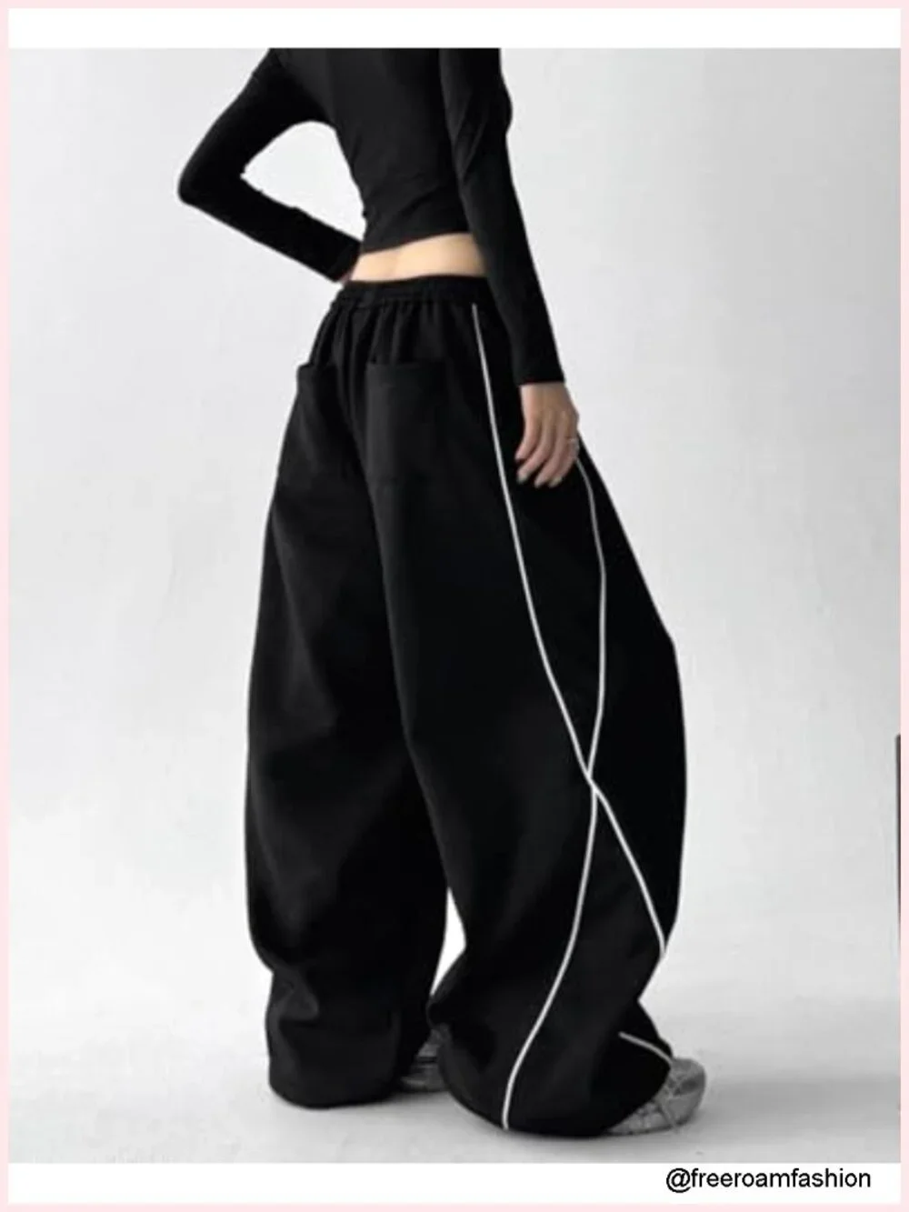 Y2K Wide Leg Baggy Joggers Drawstring Trousers Streetwear Pants